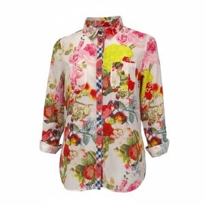 John Mark Women's Size Medium Floral Print Button Down Shirt Long Sleeve